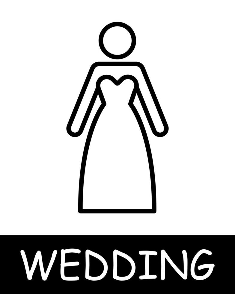 mujer en Boda vestido, esposa icono. belleza, atuendo, chica, silueta, sencillez, solemnidad y celebracion. el concepto de casamiento, un fatídico decisión. vector