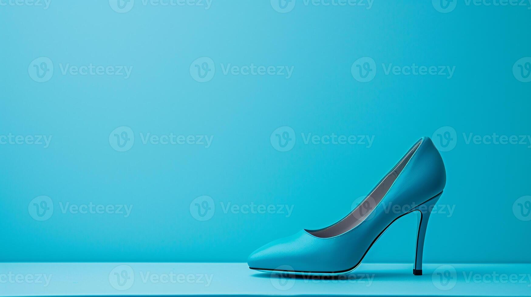 A single elegant colored high-heeled shoe, perfectly positioned against a flat background, symbolizes timeless fashion. photo