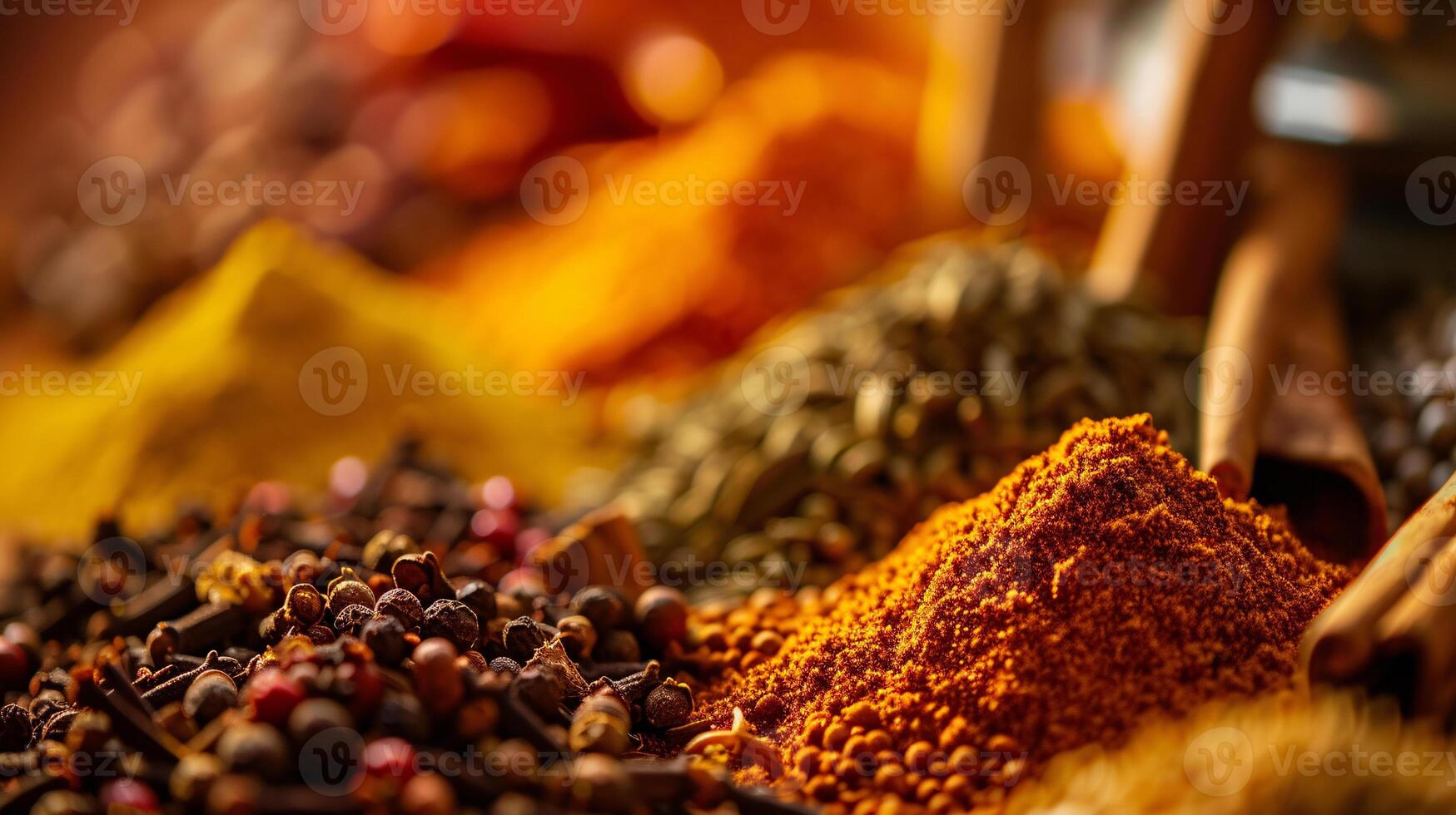 an assortment of whole spices, arranged in harmonious chaos photo