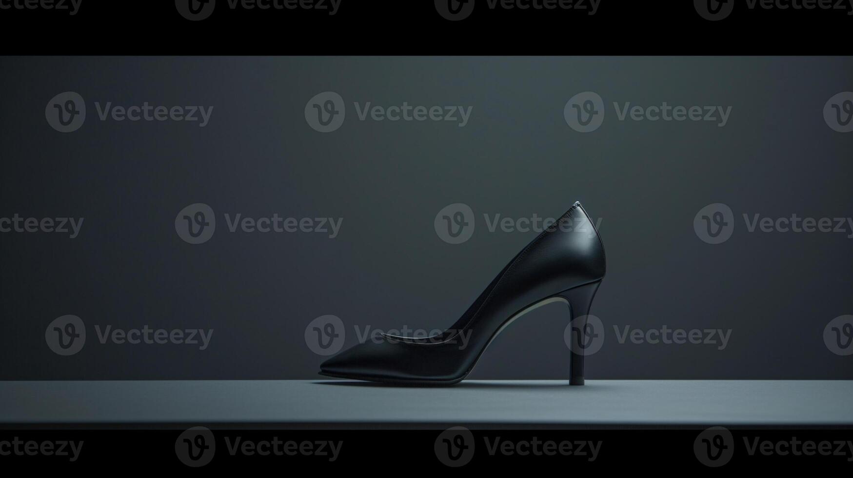 A single elegant colored high-heeled shoe, perfectly positioned against a flat background, symbolizes timeless fashion. photo