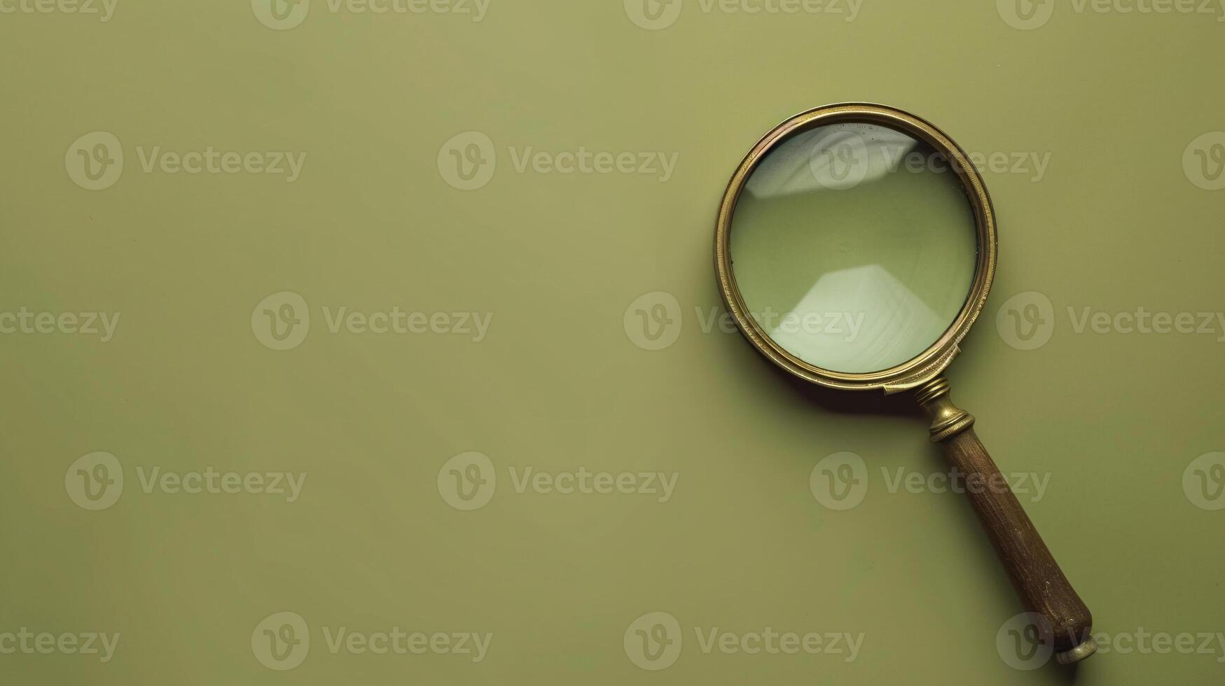 A single antique magnifying glass, placed against a muted colored background, symbolizes curiosity and discovery photo