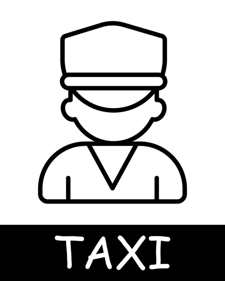 Taxi driver icon. Man, uniform, cap, silhouette, simplicity, convenience and efficiency in transportation. Concept of easy access to transportation services. vector