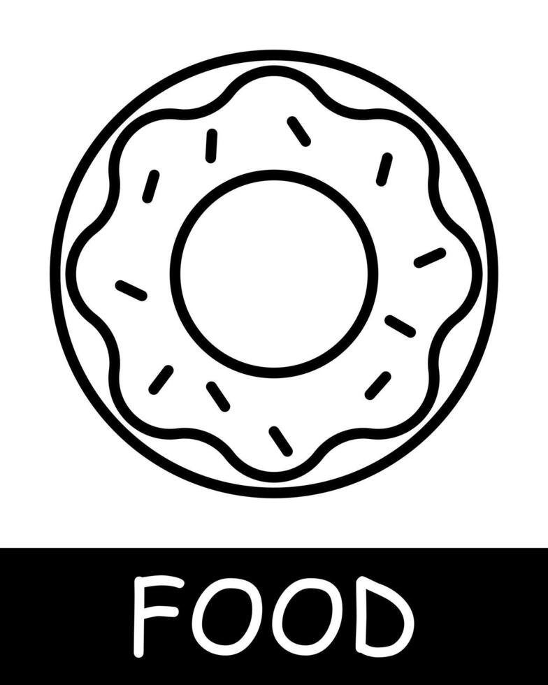 Donut. Pastry with sprinkles and cream on top, layers, delicacy, dessert, gourmet craftsmanship, culinary creativity, simplicity, silhouette, snack, gourmet food. Delicious and unusual food concept. vector