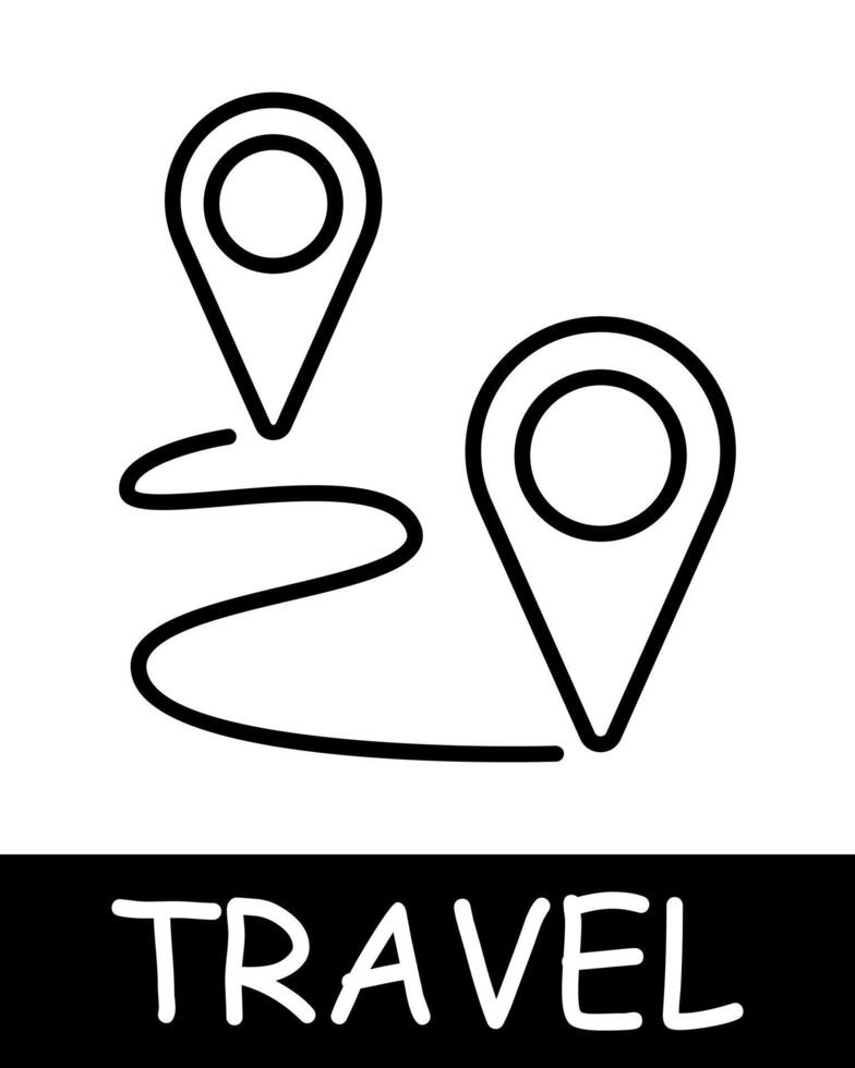 Geolocation icon. Route, journey, destination, enjoy moments of peace and quiet, tranquility and solitude, hobby, recreation. Tourism and wandering concept. vector