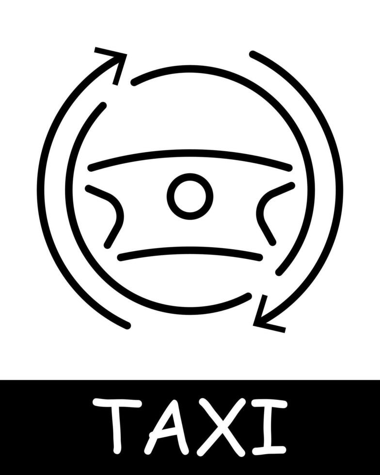 Taxi steering wheel icon. Turn, car, vehicle, silhouette, simplicity, convenience and efficiency in transportation. Concept of easy access to transportation services. vector