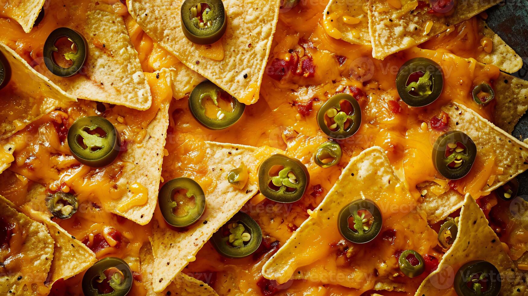 a delectable display of nachos generously coated in zesty jalapeno cheese photo