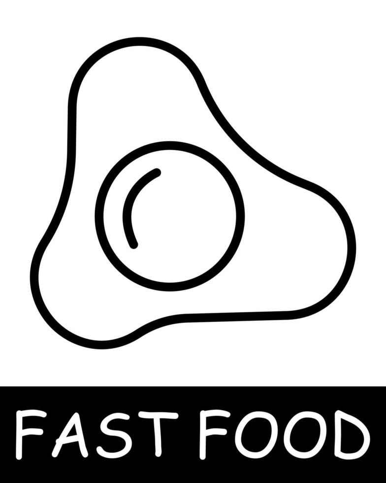 Fast food icon. Junk food, scrambled eggs, high percentage of fat, calories, allure of fast, flavorful meals despite their negative health implications. Fast, tasty but unhealthy food concept. vector