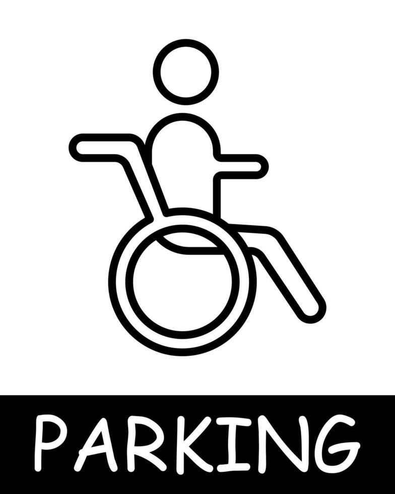 Parking, places for disabled people icon. Vehicle management, convenient transport solutions, silhouette, automobile, equipment, vehicle, parking place. Concept of providing car park services. vector