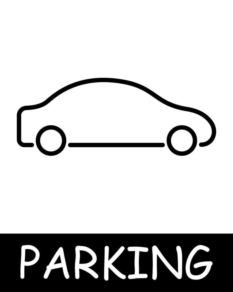 estacionamiento, coche icono. vehículo gestión, conveniente transporte soluciones, silueta, automóvil, mecanismo, equipo, vehículo, estacionamiento lugar. el concepto de Proporcionar coche parque servicios. vector