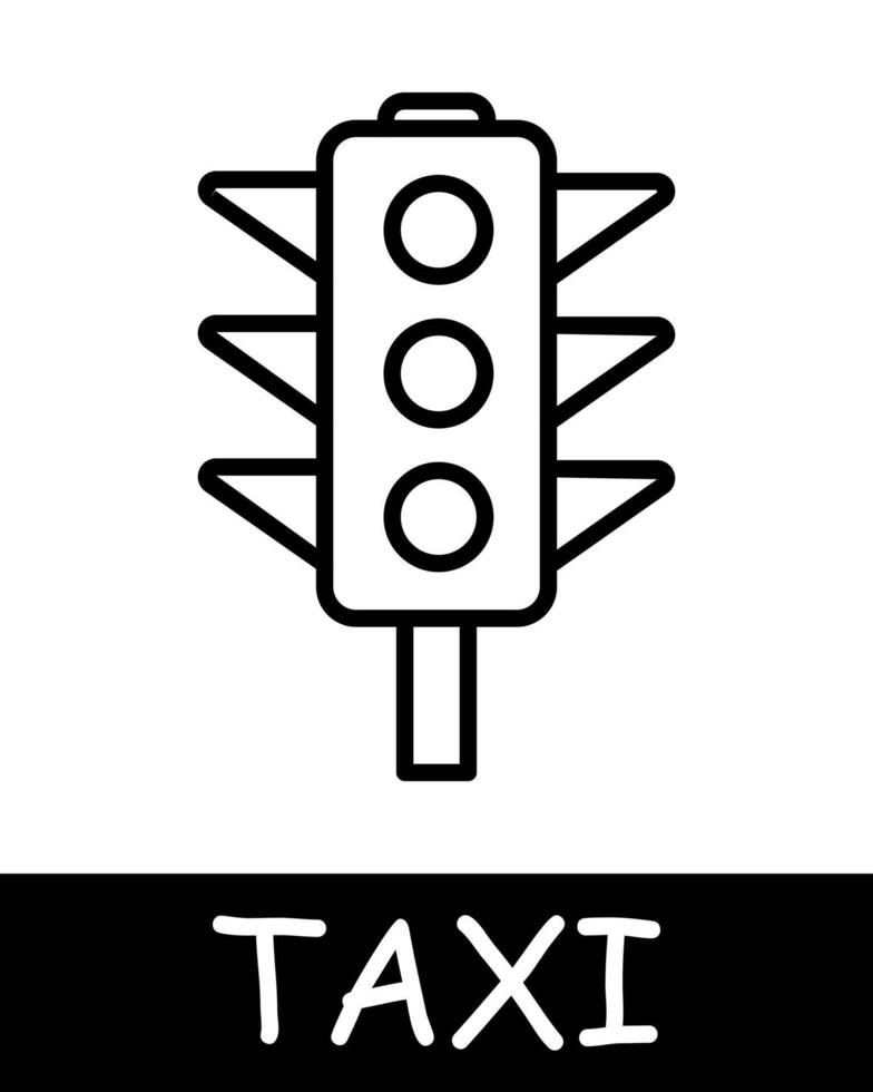 Traffic light icon. Simple geometric shapes, taxis, circles, silhouette, simplicity, convenience and efficiency in transportation. Concept of easy access to transportation services. vector