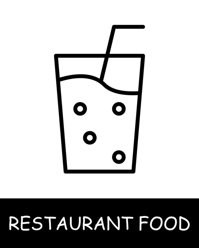 restaurante plato, beber, vaso icono. cóctel, paja, gastrónomo artesanía, culinario creatividad, sencillez, silueta, bocadillo, gastrónomo alimento. delicioso, raro comida concepto. vector