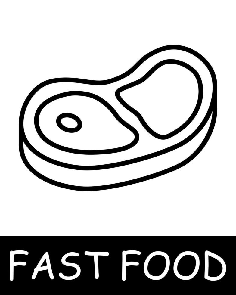 Fast food icon. Junk food, steak, meat, high percentage of fat, calories, allure of fast, flavorful meals despite their negative health implications. Fast, tasty but unhealthy food concept. vector