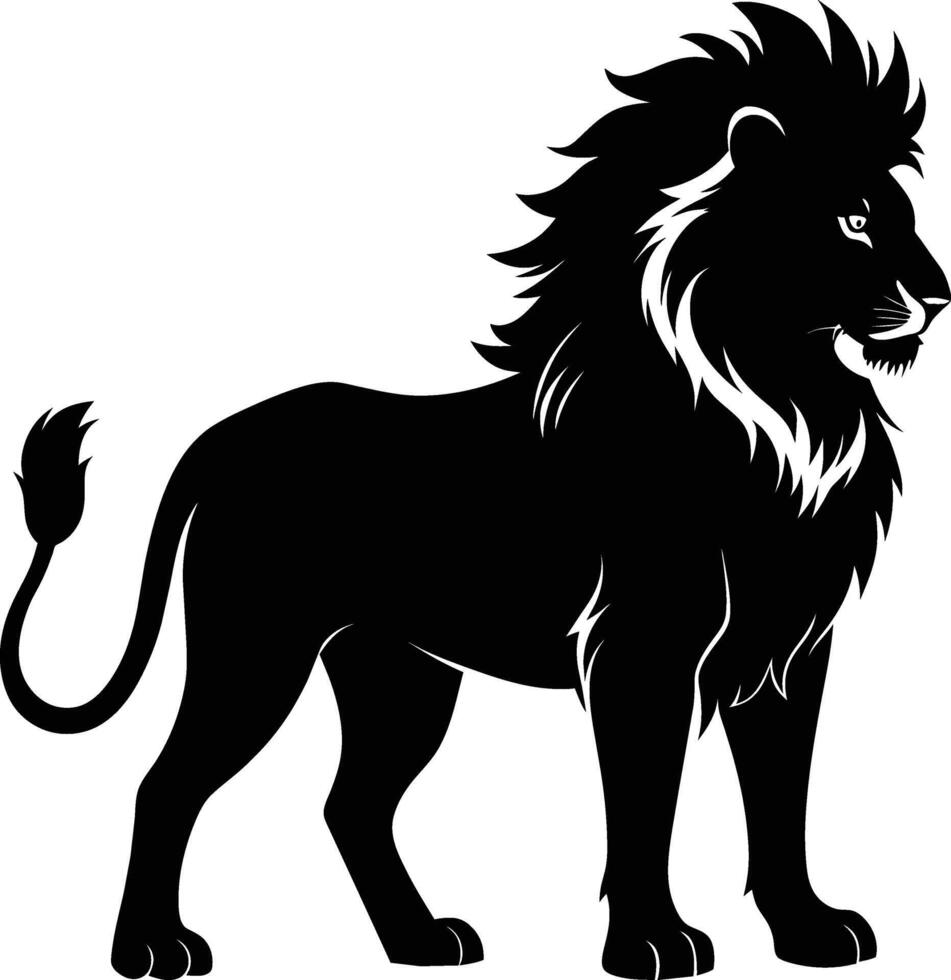 un negro y blanco ilustración de un león vector