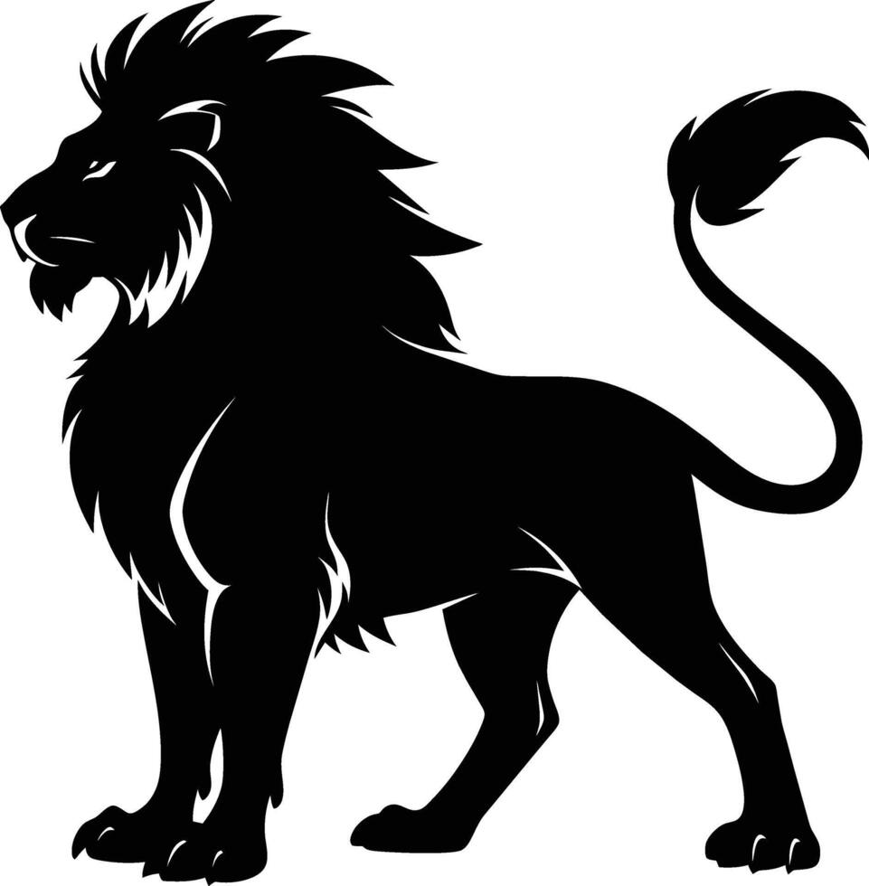 un negro y blanco ilustración de un león vector