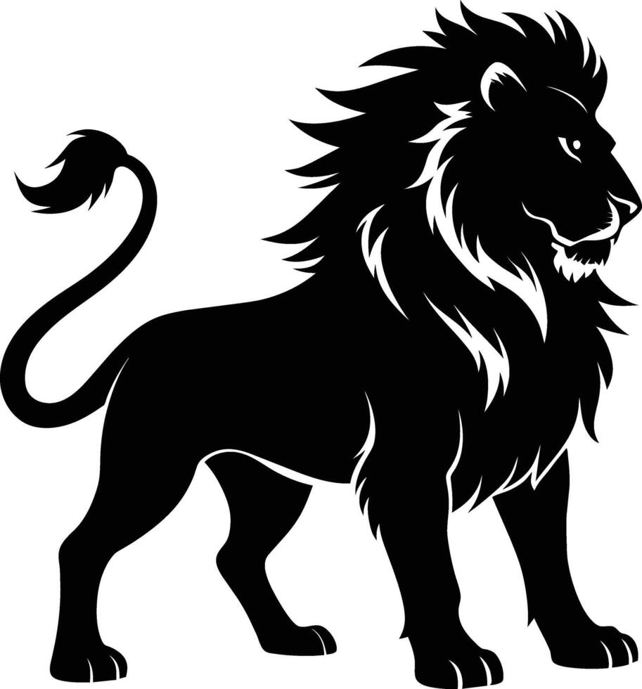 a black and white illustration of a lion vector