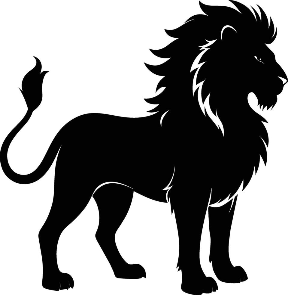 un negro y blanco ilustración de un león vector