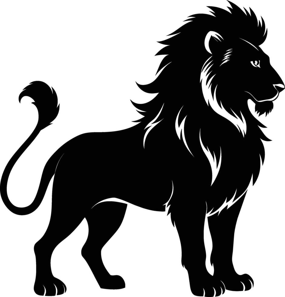 un negro y blanco ilustración de un león vector