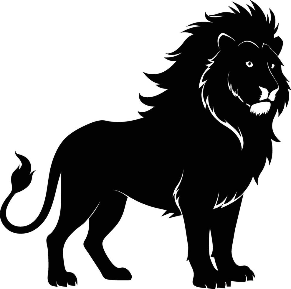 un negro y blanco ilustración de un león vector