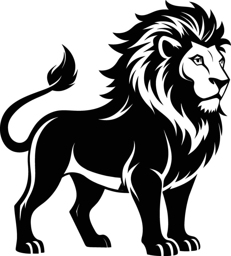 un negro y blanco ilustración de un león vector