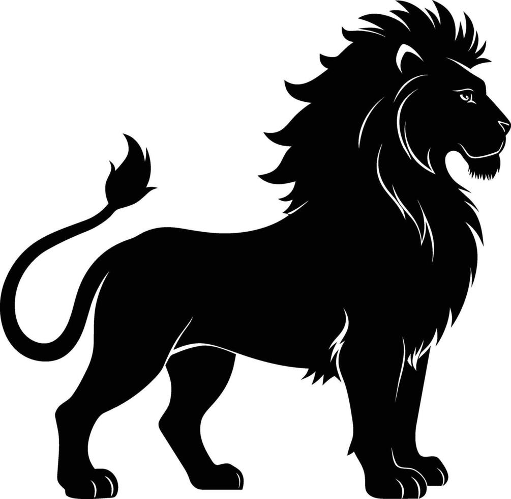 un negro y blanco ilustración de un león vector