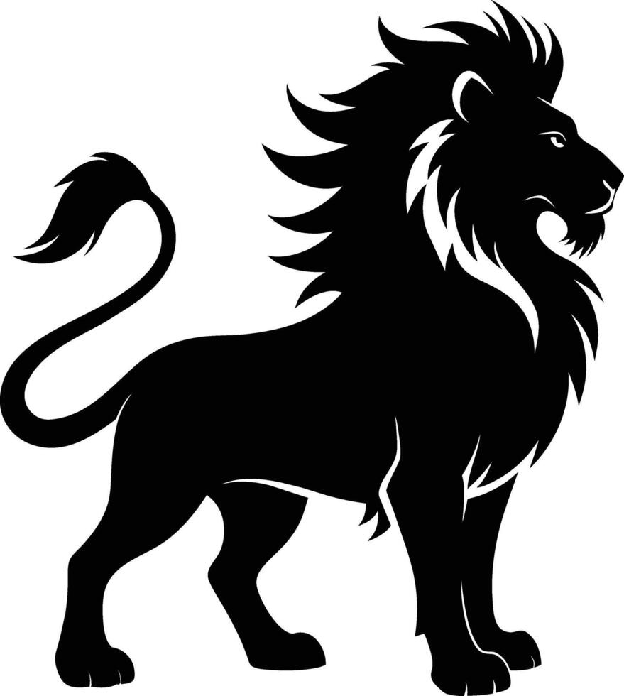 un negro y blanco ilustración de un león vector