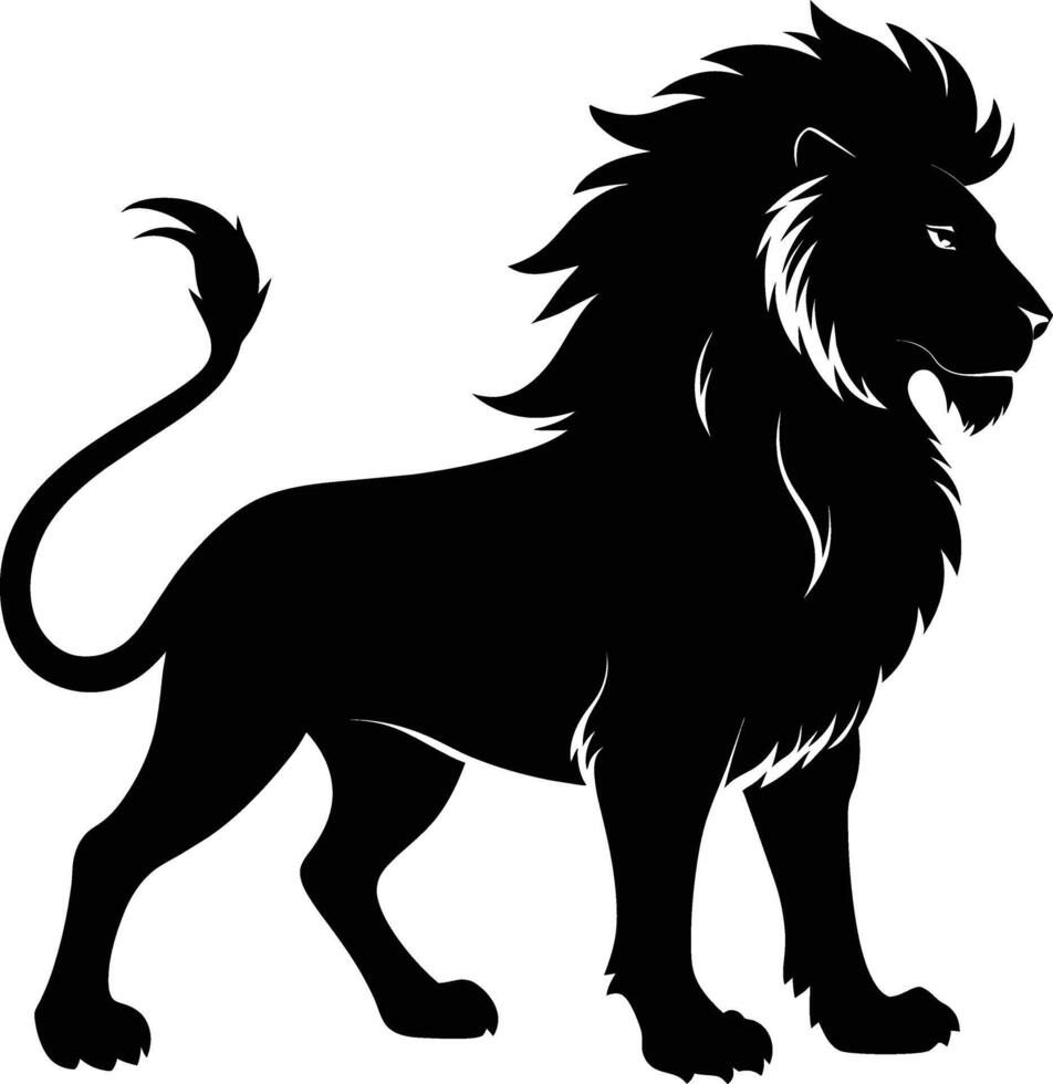 un negro y blanco ilustración de un león vector