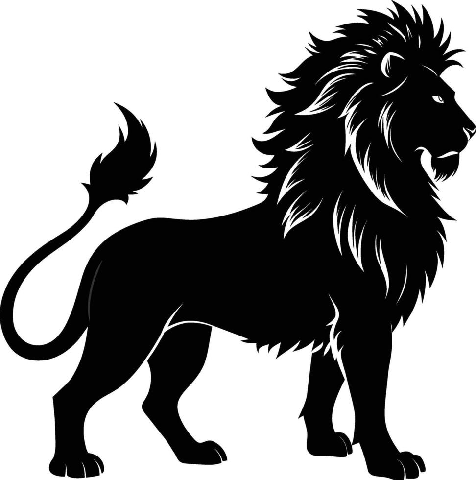 a black and white illustration of a lion vector