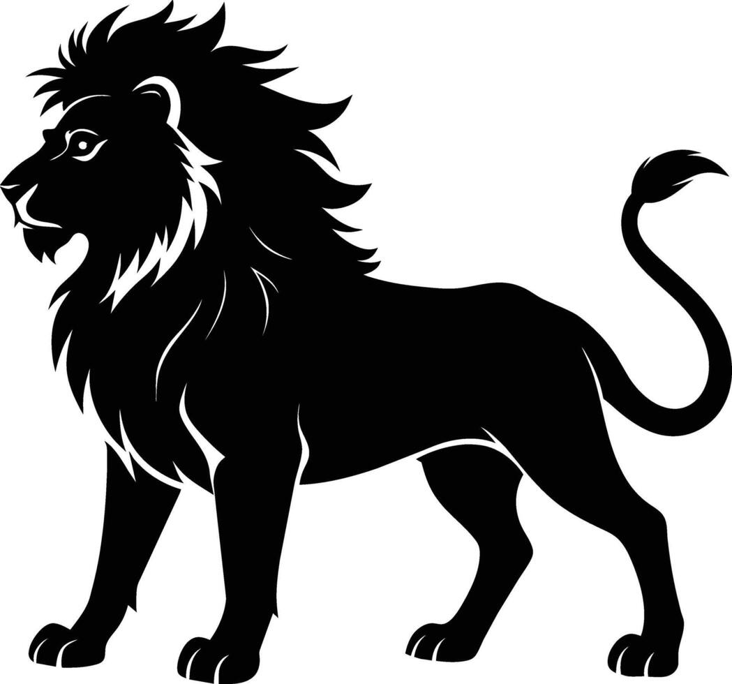 un negro y blanco ilustración de un león vector