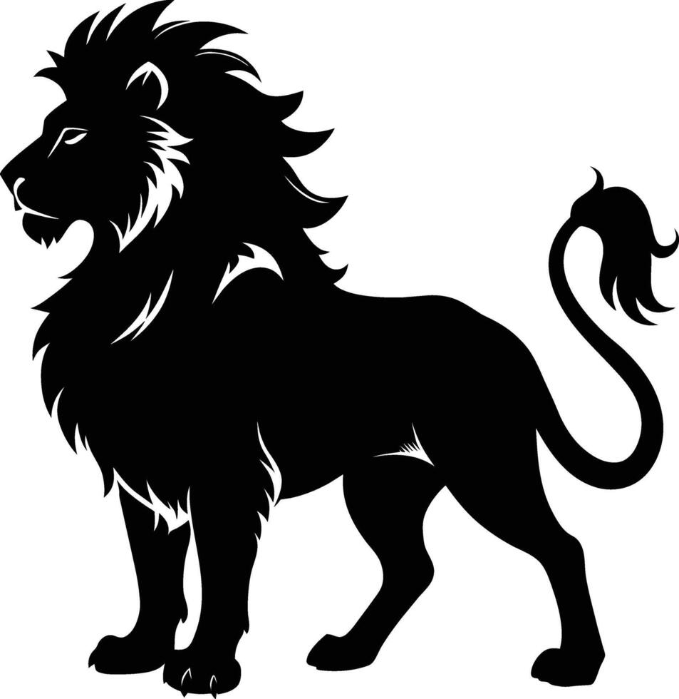 un negro y blanco ilustración de un león vector