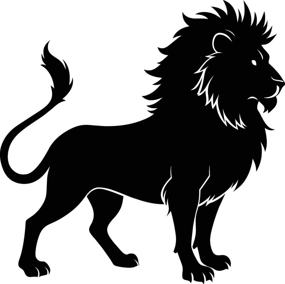 un negro y blanco ilustración de un león vector