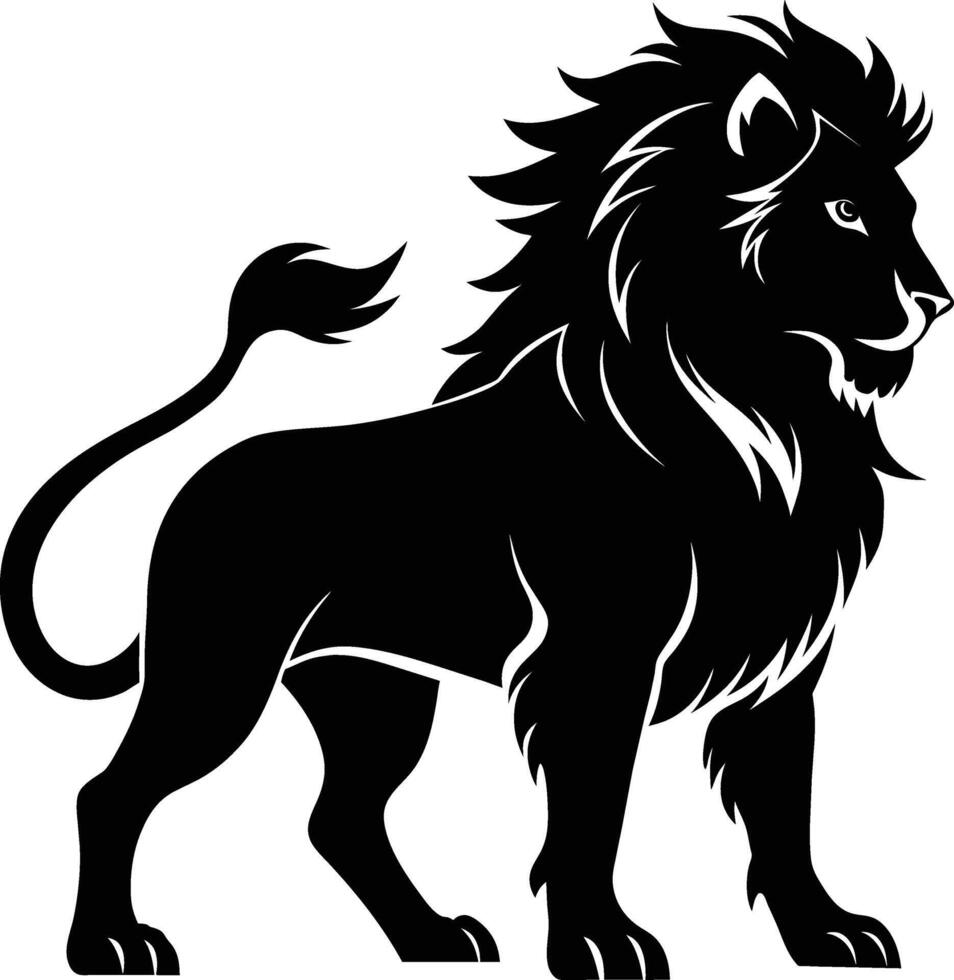 a black and white illustration of a lion vector