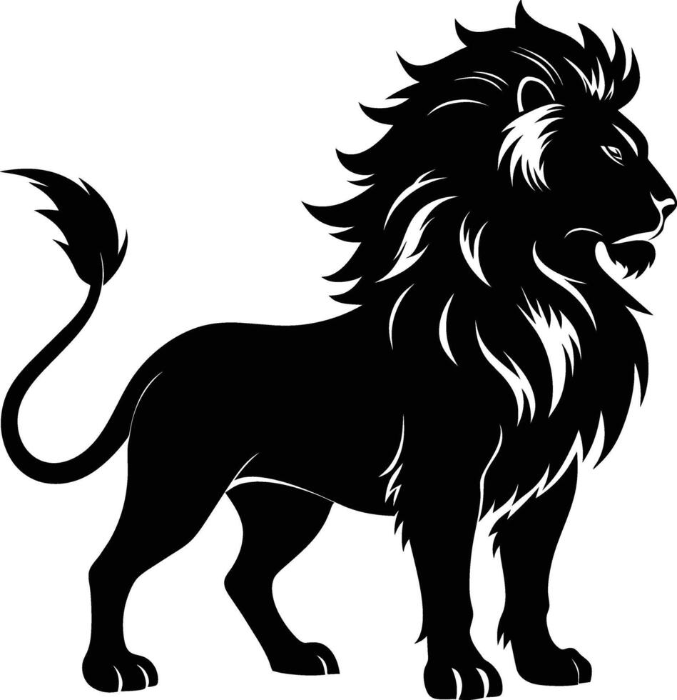 a black and white illustration of a lion vector