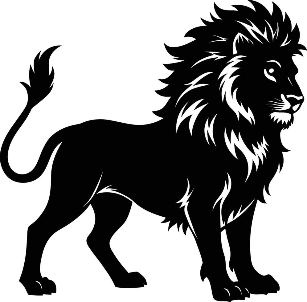 a black and white illustration of a lion vector