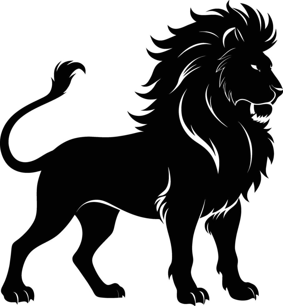 un negro y blanco ilustración de un león vector