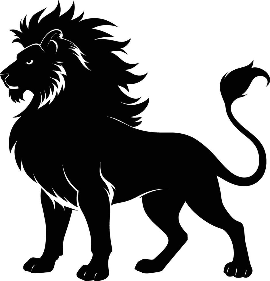 un negro y blanco ilustración de un león vector