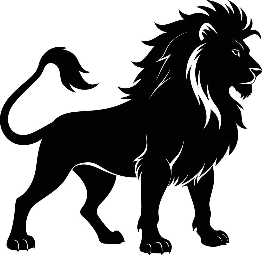 a black and white illustration of a lion vector