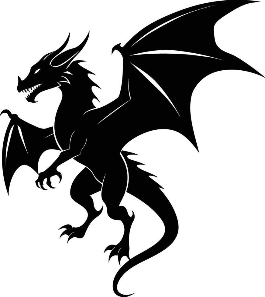a black and white silhouette of a dragon vector