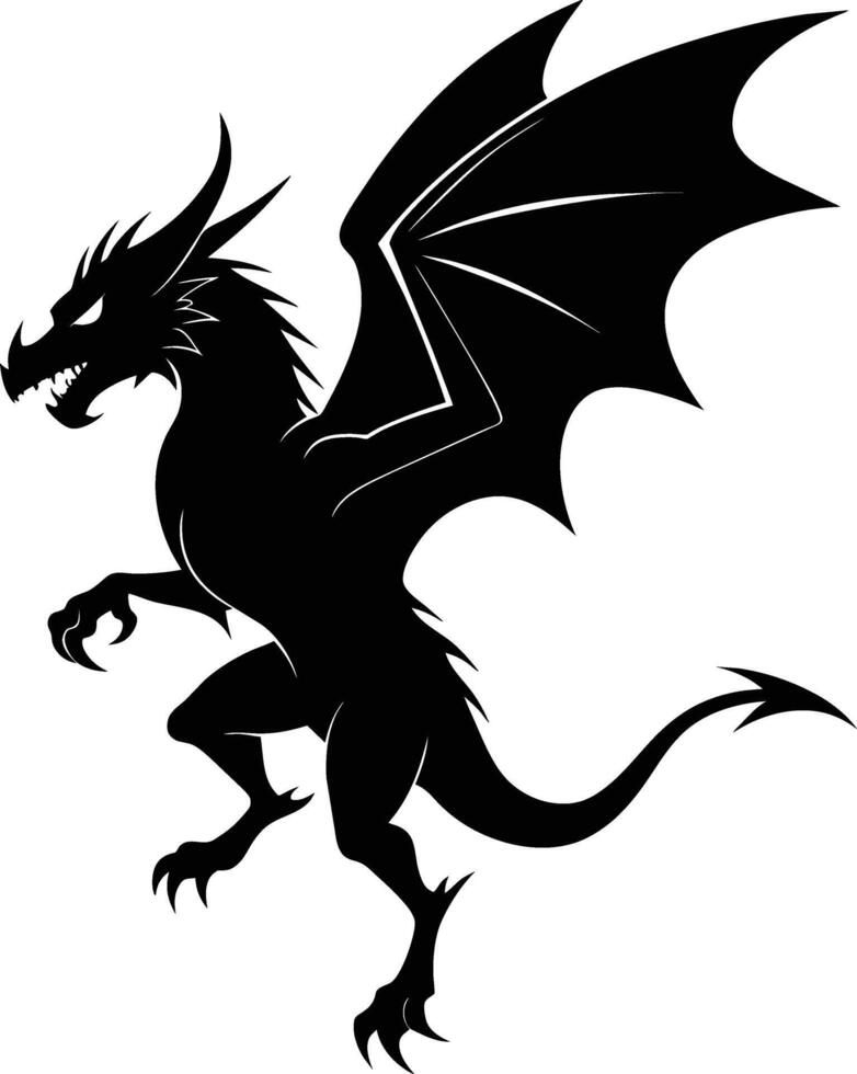 a black and white silhouette of a dragon vector