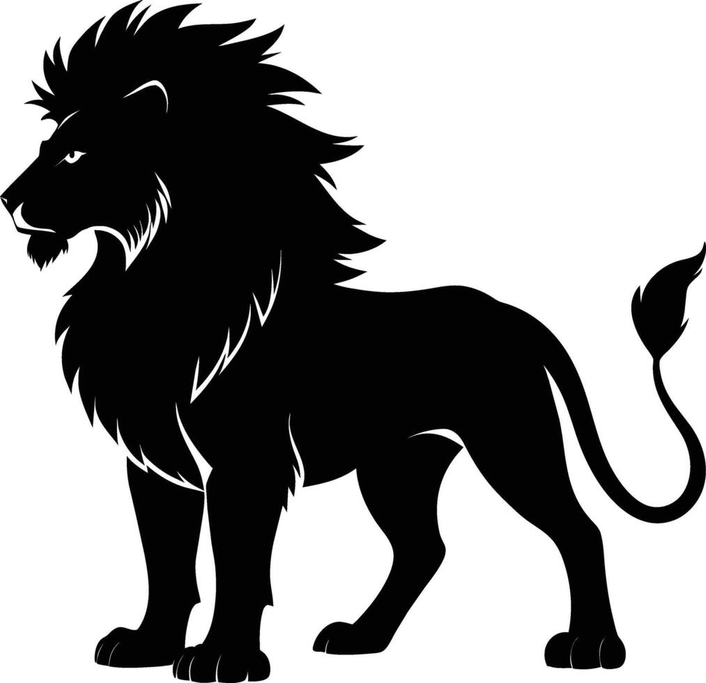 un negro y blanco ilustración de un león vector