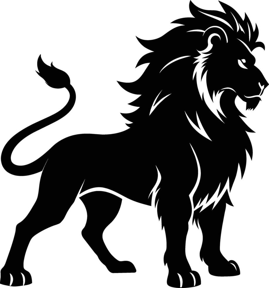 a black and white illustration of a lion vector