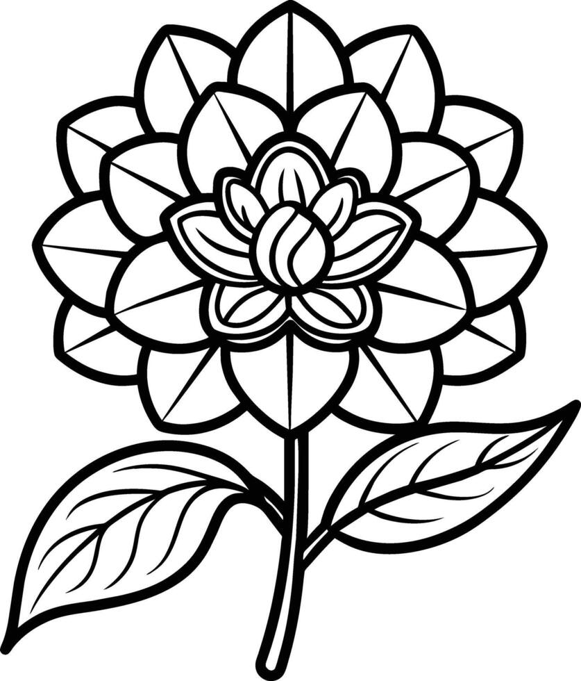 a drawing of a lotus flower with leaves and leaves vector