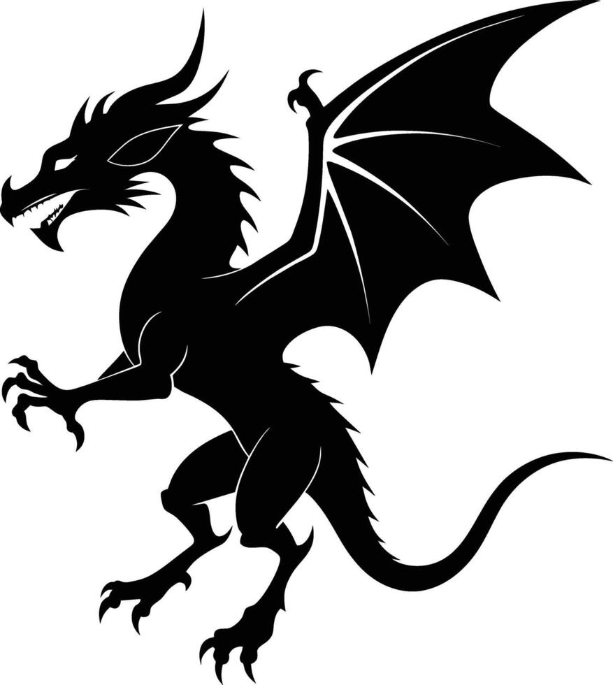 a black and white silhouette of a dragon vector