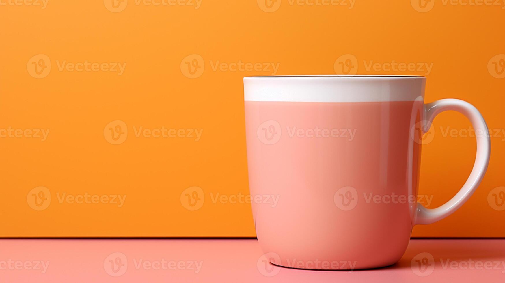 Pink mug ceramic blank porcelain handle cup photo