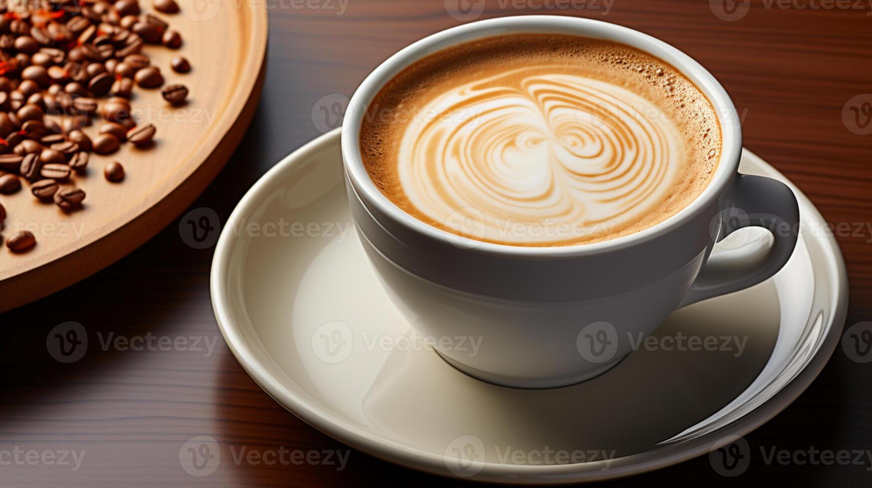 Coffee late and croissant bread on restaurant breakfast photo