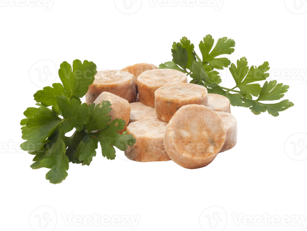 medallions of frozen fish sauce with parsley png