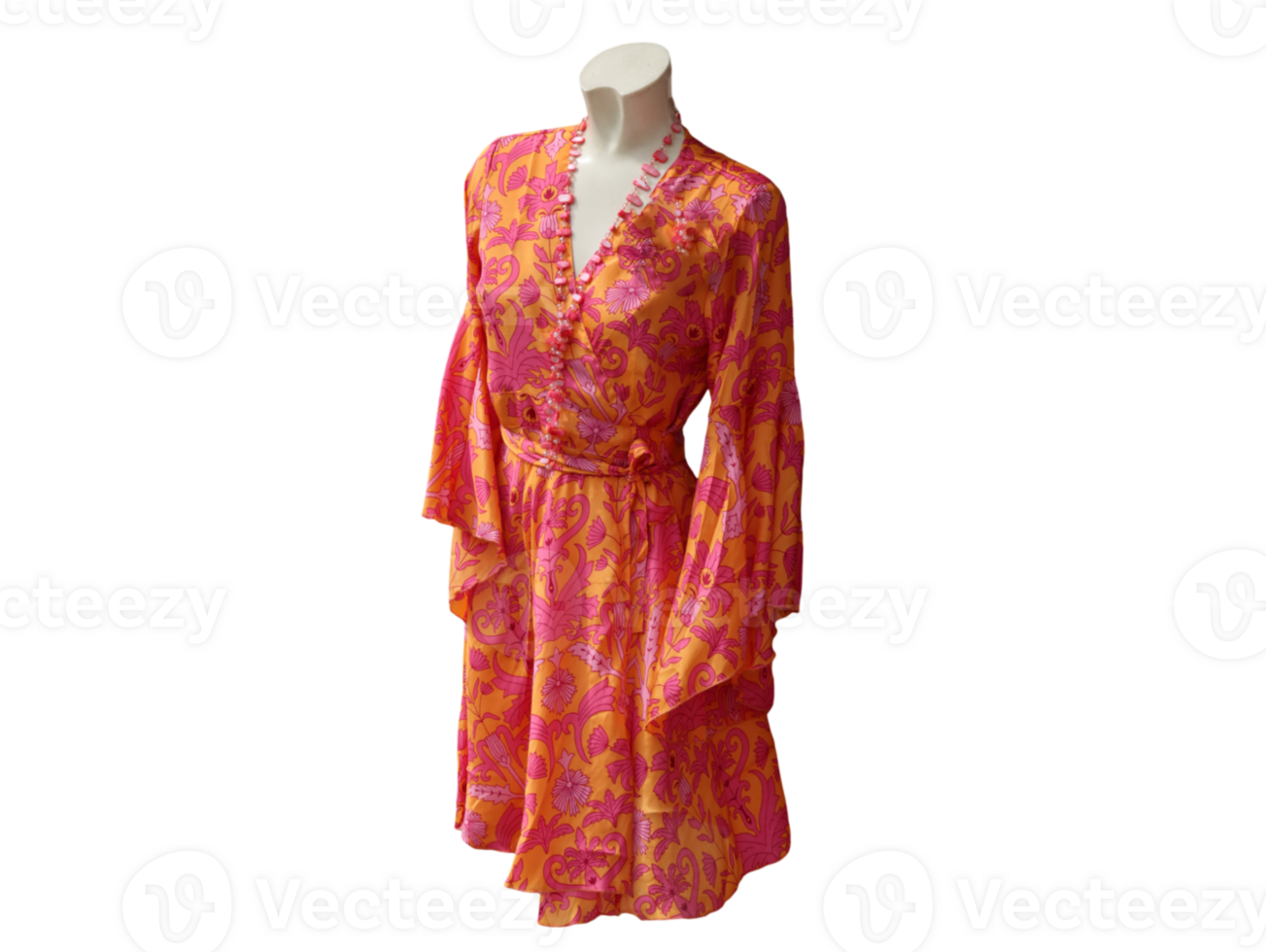 elegante rosado estampado túnica en maniquí png