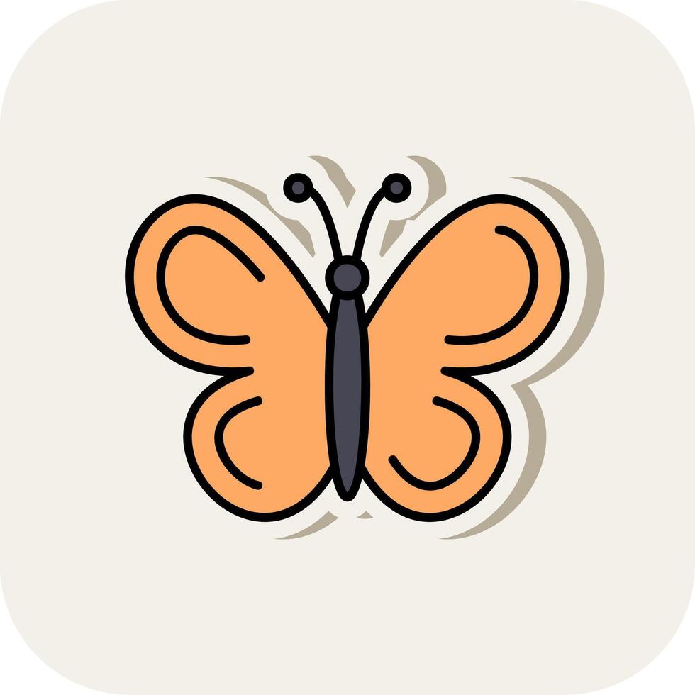 mariposa línea lleno blanco sombra icono vector