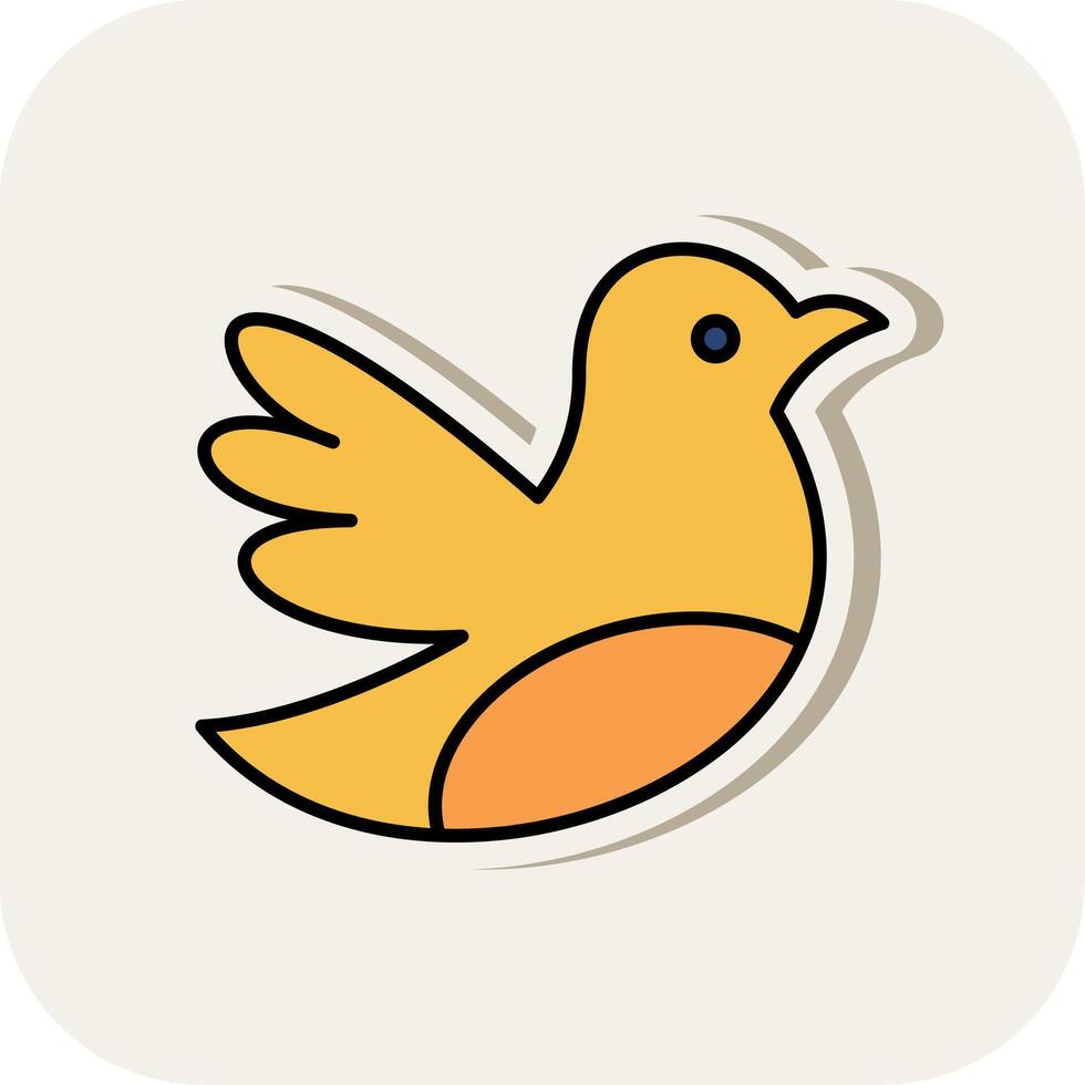 Bird Line Filled White Shadow Icon vector