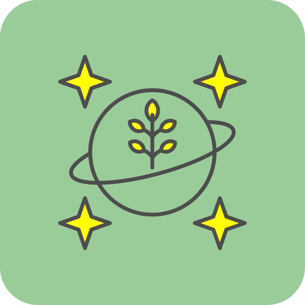 planeta lleno amarillo icono vector