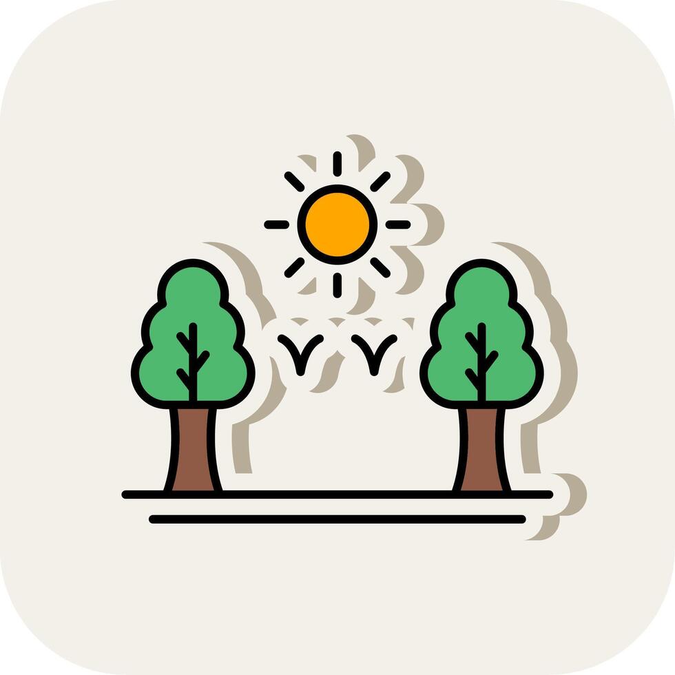 Forest Line Filled White Shadow Icon vector